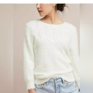 Anthropologie Rosie Neim White Sweatter